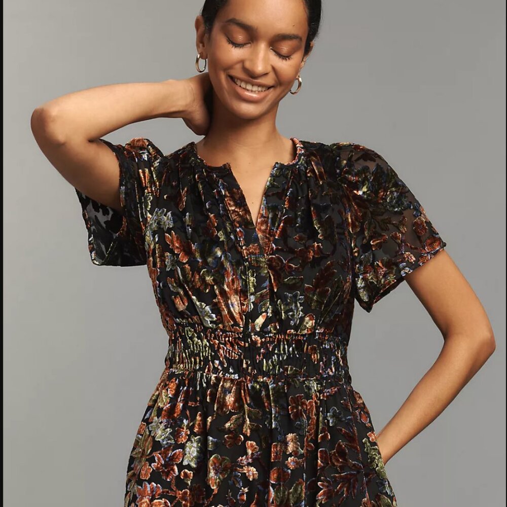 NWT, The Somerset Velvet Mini Dress by Anthropologie